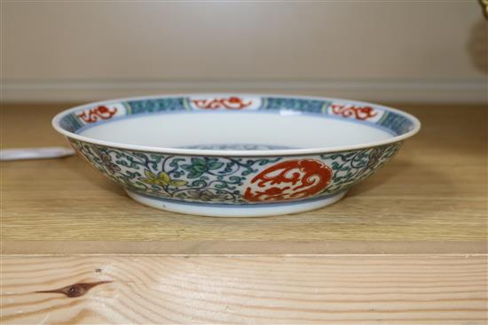 A Chinese enamelled doucai dish diameter 20.5cm